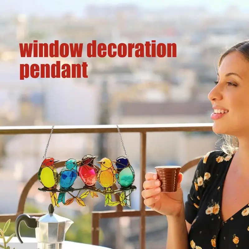 

Hummingbird Ornament Bird Sun Catcher 2D Acrylic Colorful Animal Art Charm Accessories Bird Figurines Home Decor for Window Wall