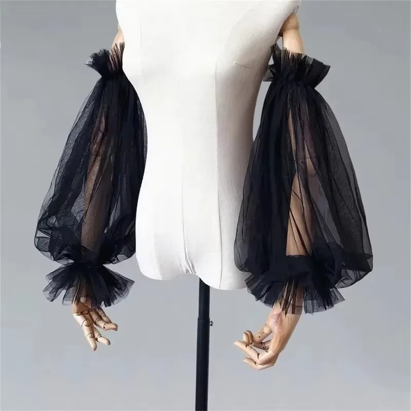 Soft Gauze Sleeves Fashion Wedding Sleeves Removeable Lantern shaped Long Gloves Wedding Dress Accessories Boho Chic Fashion