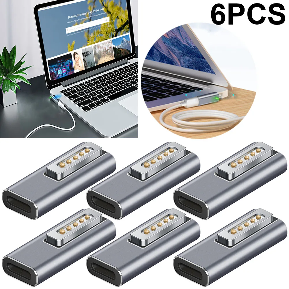 Adaptador PD USB magnético tipo C de 6 piezas para MacBook Pro convertidor de carga rápida