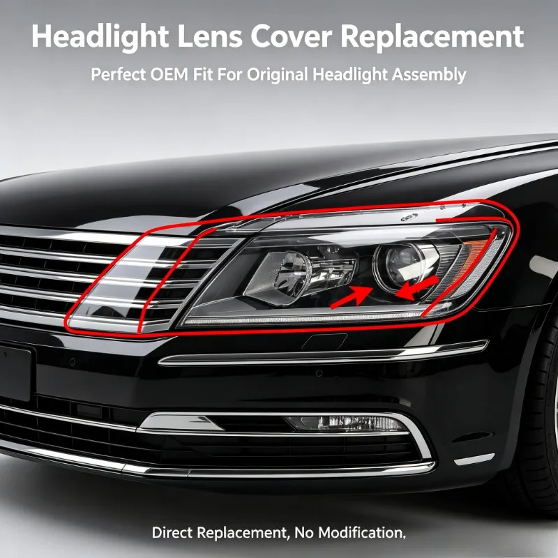 Moggic Front Headlight Lens Cover Clear Plastic Transparent Compatible With 2004 To 2010 Phaeton Left Right Replacement
