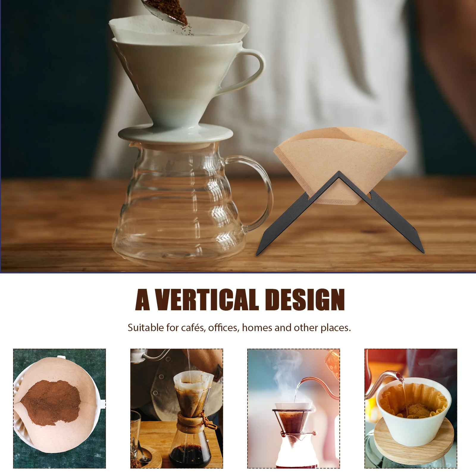

Coffee Filter Paper Stand Holder Filters Kitchen Water Rack Stainless Steel Black