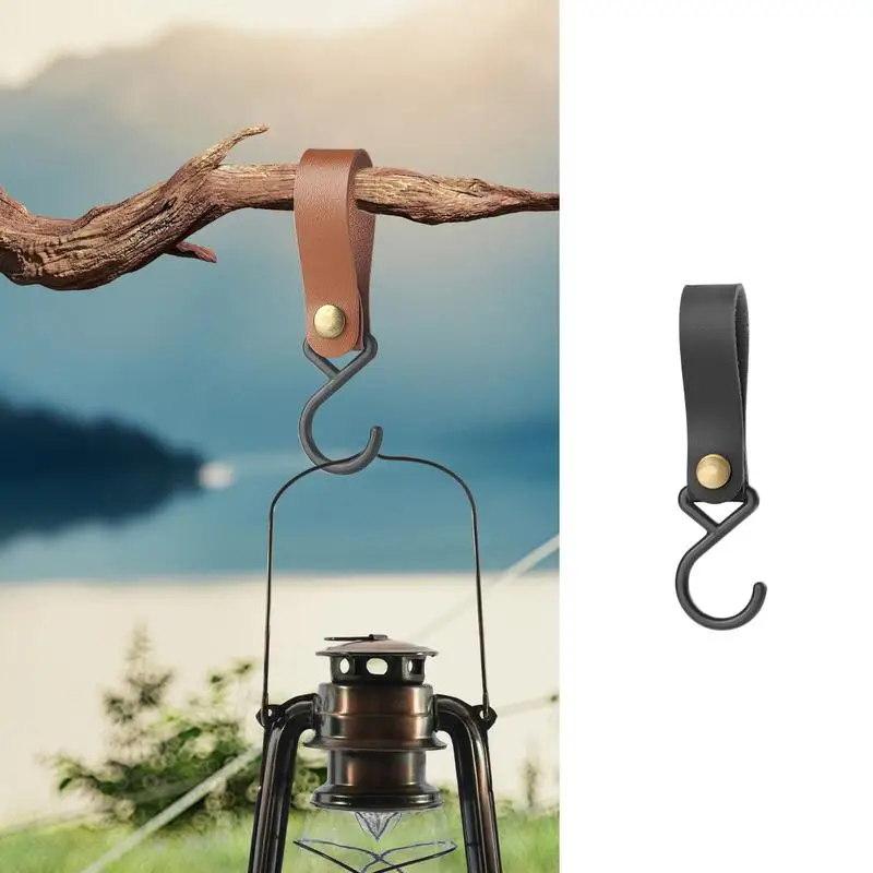 S Hook Leather Outdoor Camping Hook for Kitchen Portable Leather Hooks S Shelf Hooks Camping Hook for Kitchen Bathroom Bedroom