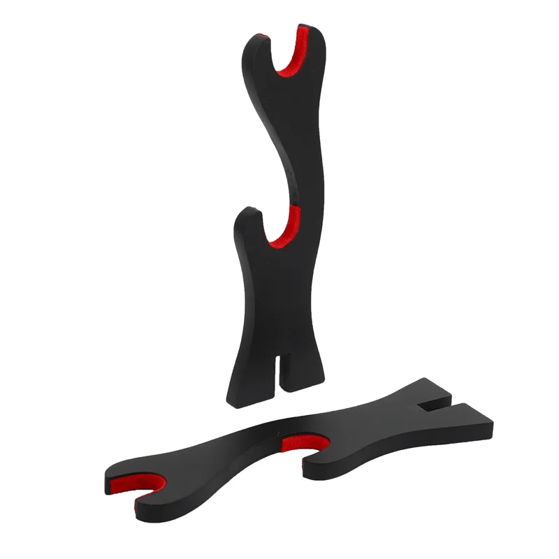 ABWR-4X 2 계층 카타나 사무라이 검 홀더 블랙 브래킷 행거 레드 코튼 디스플레이 스탠드