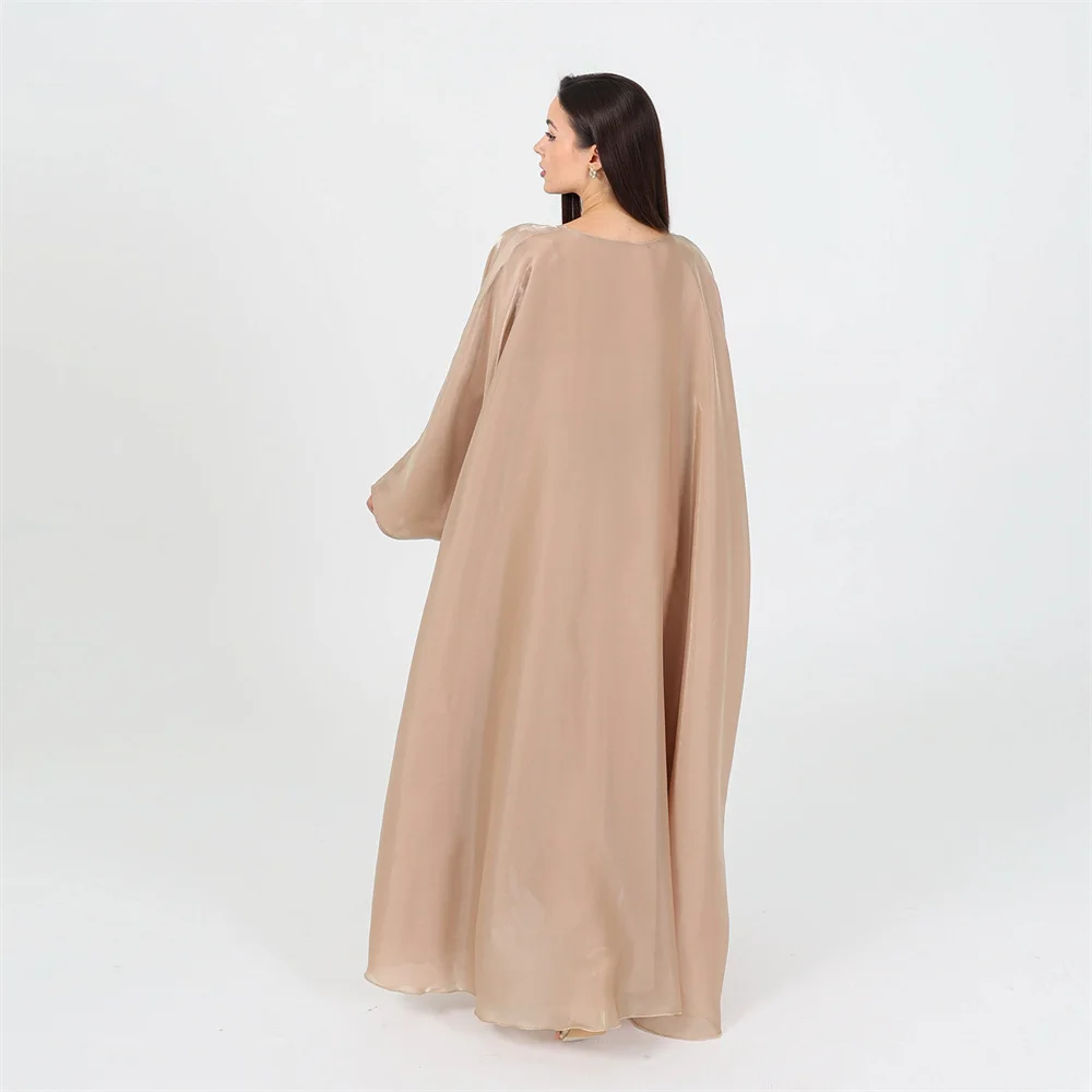 2024 Muzułmańskie islamskie arabskie abaje dla kobiet Eid Modest Satin Khimar Abaya Damen Dubai Luksusowa sukienka Kaftan Robe Femme Musulmane