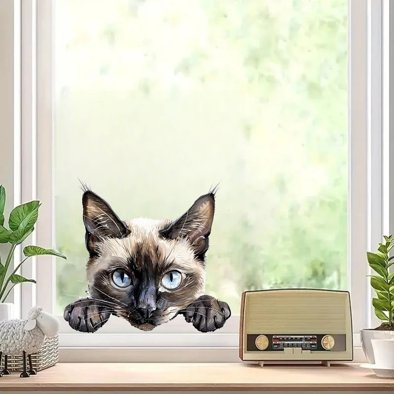 Peeking Cats Sticker, Water-proof Home Wall Decal, Used for Wall, Bathroom, Cabinet, Door,Toilet, Car, Laptop