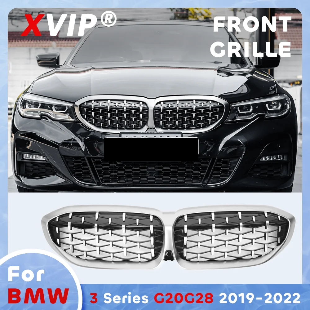 

XVIP Chrome Silver Diamond Style Front Bumper Grille For BMW 3 Series G20 G21 2019-2022