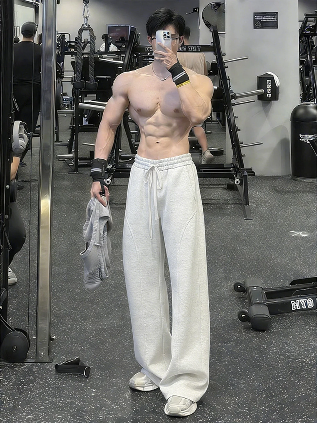 

Light ey American Sle Fitn Sports Sweatpants Men's Spring Autumn Tall Extended Knife Casual Flared Pants