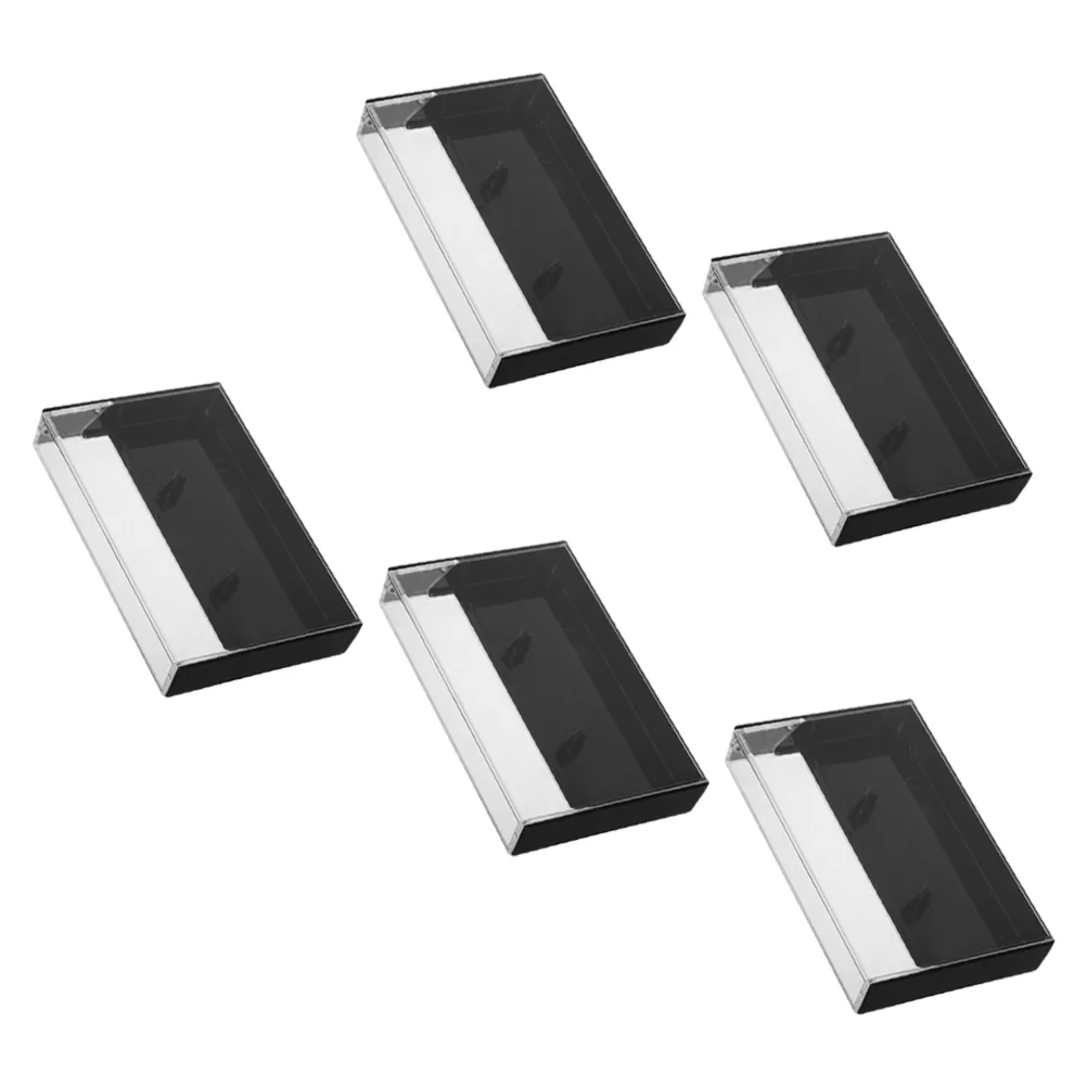 กล่องเก็บเทปคาสเซ็ตย้อนยุค 5 ชิ้น กล่องเก็บแผ่นเสียงพลาสติกแบบวินเทจ ชั้นวางโชว์คริสตัล ป้องกันฝุ่น