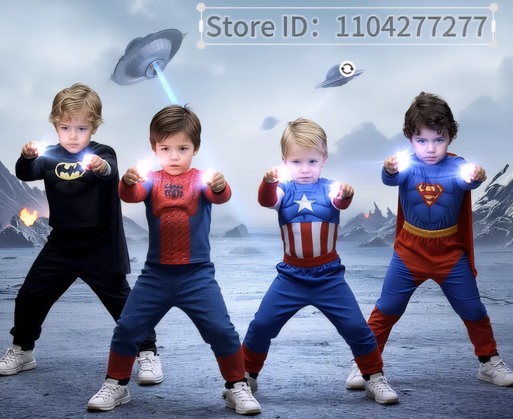 Spiderman Boys Girls Muscle Costumes with Mask Cloak Movie Character Captain America Superhero Cosplay Halloween Party Outfits