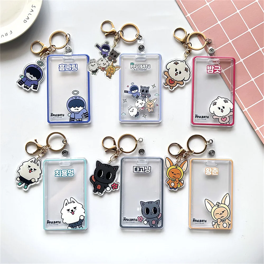 

2Pcs/Set KPOP Idols Acrylic Card Holder SOOBIN YEONJUN BEOMGYU High Quality Keychain Pendant Cartoon Cute Card Seelve Fans Gift