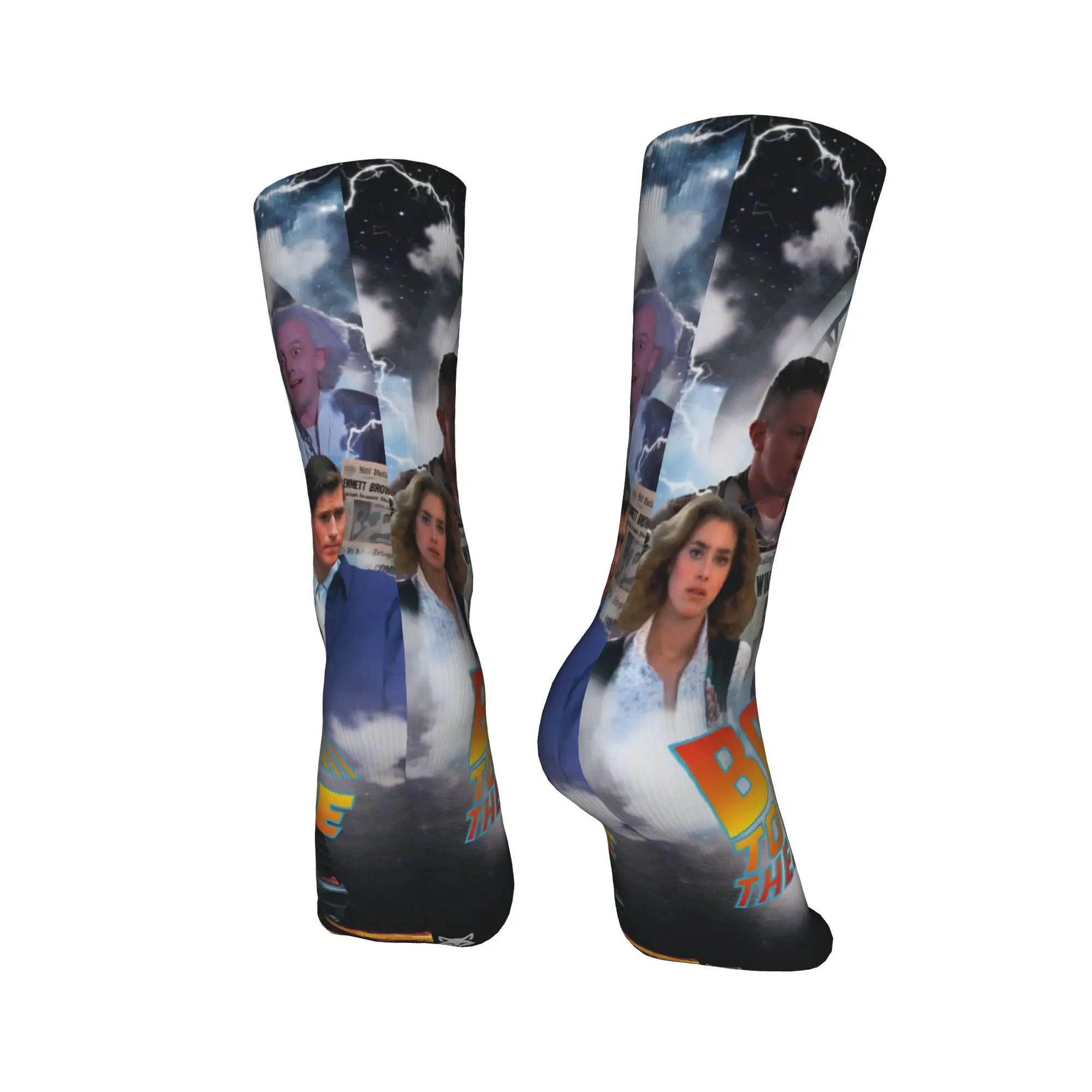 جوارب رجالية عودة إلى المستقبل جوارب مضادة للانزلاق جوارب ناعمة دافئة للخريف جوارب جري مطبوعة على الموضة #4