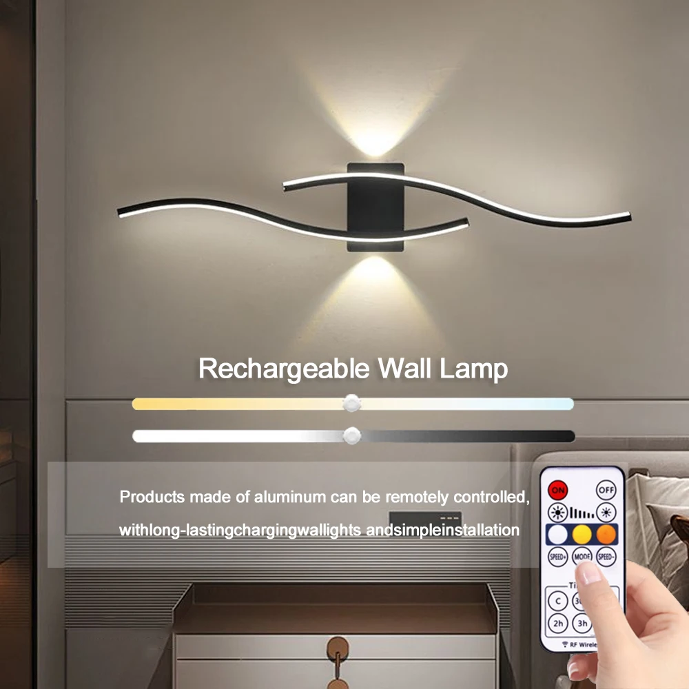 

LED Rechargeable Wall Lamp No Punching No Wiring For Bedside Living Room Sofa Background Wall Stairway Decorative Wall Lights