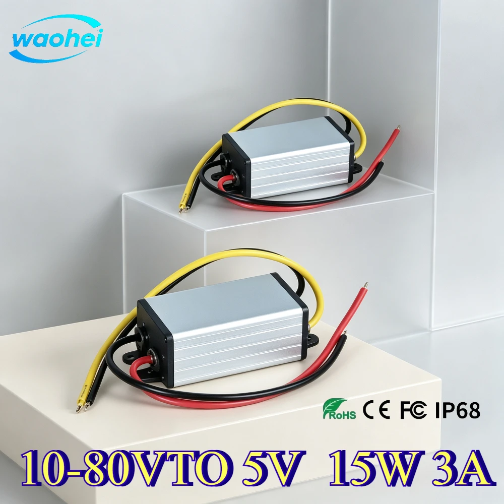12V 24V 36 48V 60V TO5V 3A DC DC Step Down Converter 10-80 Volt to 5 Volt 15W Buck Power Supply for Cars LED Reliable Product CE