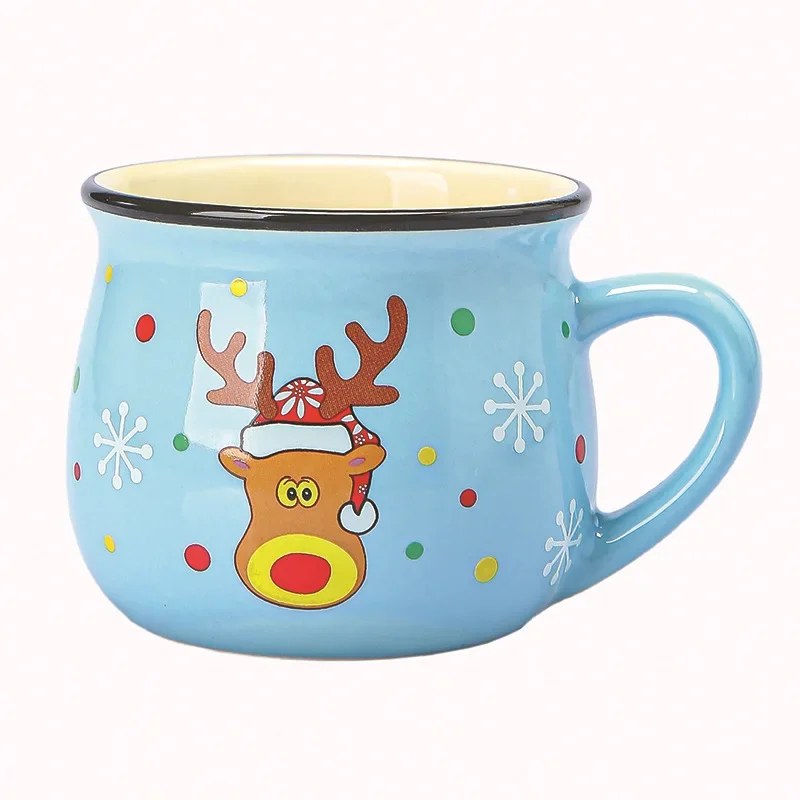 

150ML Ceramic Christmas Cup Cartoon Santa Style Cute Elk Mousse Cup Breakfast Water Drinking Tools Coffee Milk Mug for Household
