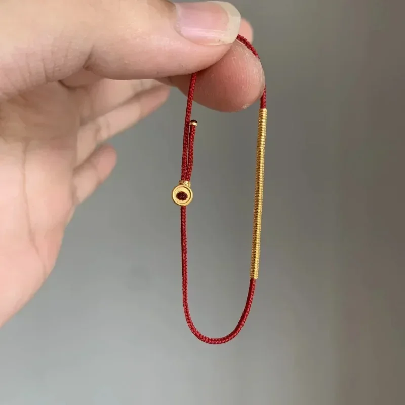 

Real 925 Sterling Silver Round Beads Red Rope Blessing Bracelets for Women Fine Jewelry Minimalist Vintage Accessories