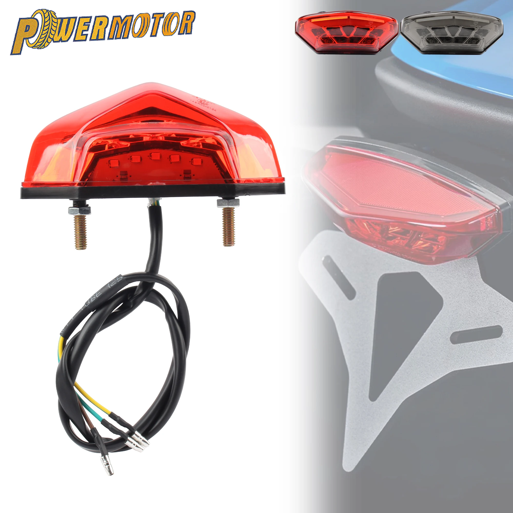 

Motorcycle Brake Tail Light 3 Wires 12V LED Brake Signal Lamp License Number Plate Light DRL For Cafe Racer Motocross Taillight