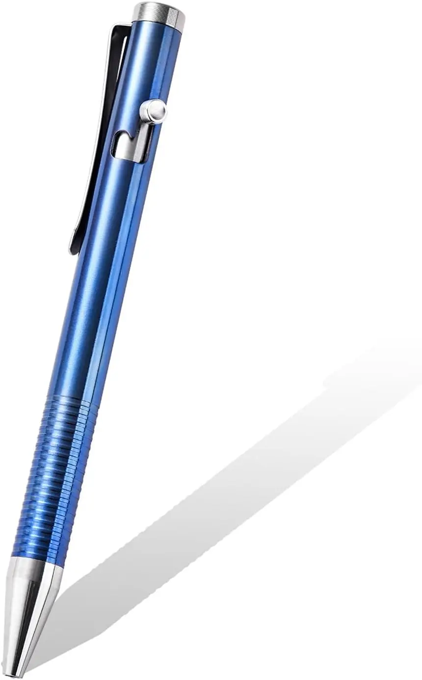 

Titanium Bolt Action Pen 4.72“ Retractable with Stainless Steel Pocket Clip Ballpoint Pen Compact Size Lightweight