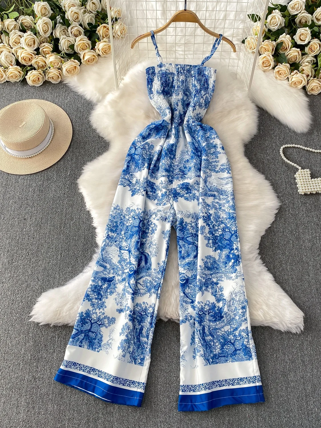 

Slimming Wide Leg Pants Dr Women's Elastic Waist Print ter Ne Summer Faionable Busin Casual Outfit