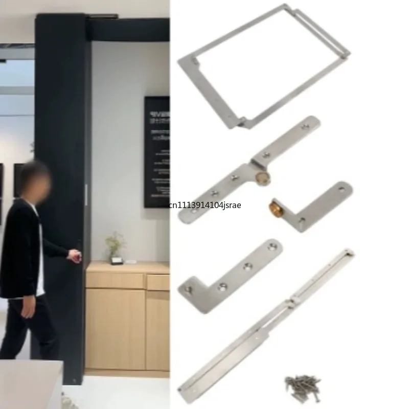 Hanging 18 Panels 180° Flat Folding Door Hardware, Bottom Trackless Wooden Door Hinge Accessories, Top Hung Fitting