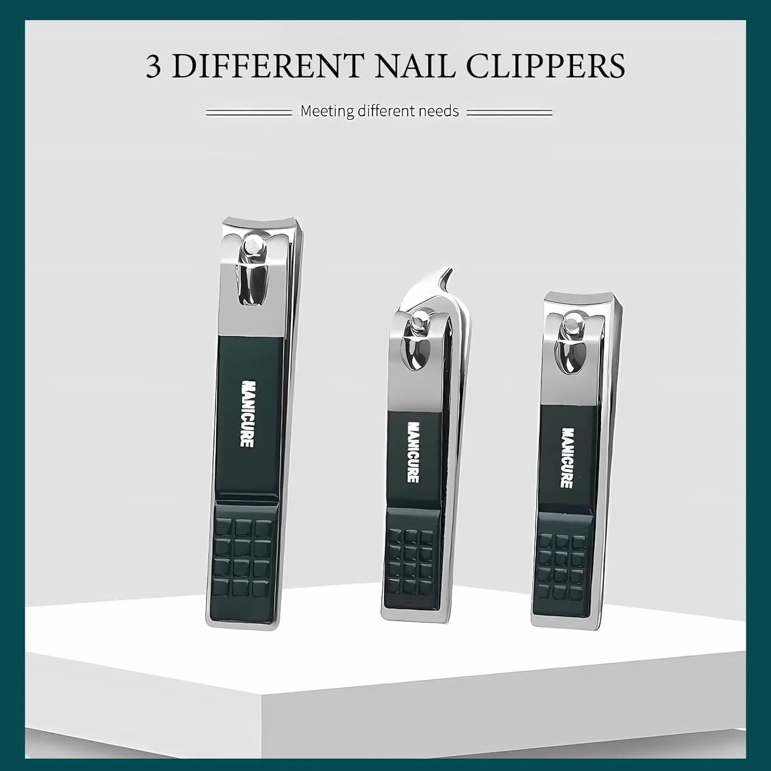 Nail Clippers Set  Self Collecting Stainless Steel Nail Cutter Sharp Oblique Toenail Clippers Nail File 4 Pieces