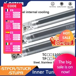 Internal Cooling Tungsten Steel Cutter Bar -STFCR/STUCR/STUPR Internal Hole Turning Tool TCMT/TPMT Carbide Blade Lathe Tool Set