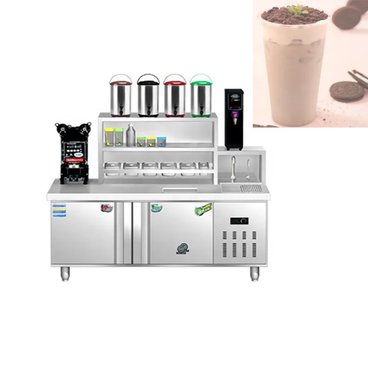 Full set of equipment for milk tea shop, water bar workbench beverage operation table boba station