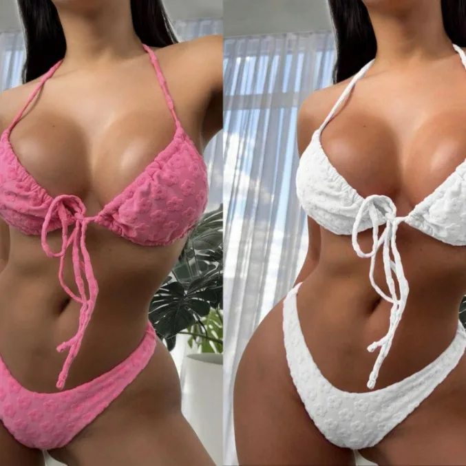 

New Swimsuit Female Sexy Bikini Love Lace-up Split Swimsuit Explosion