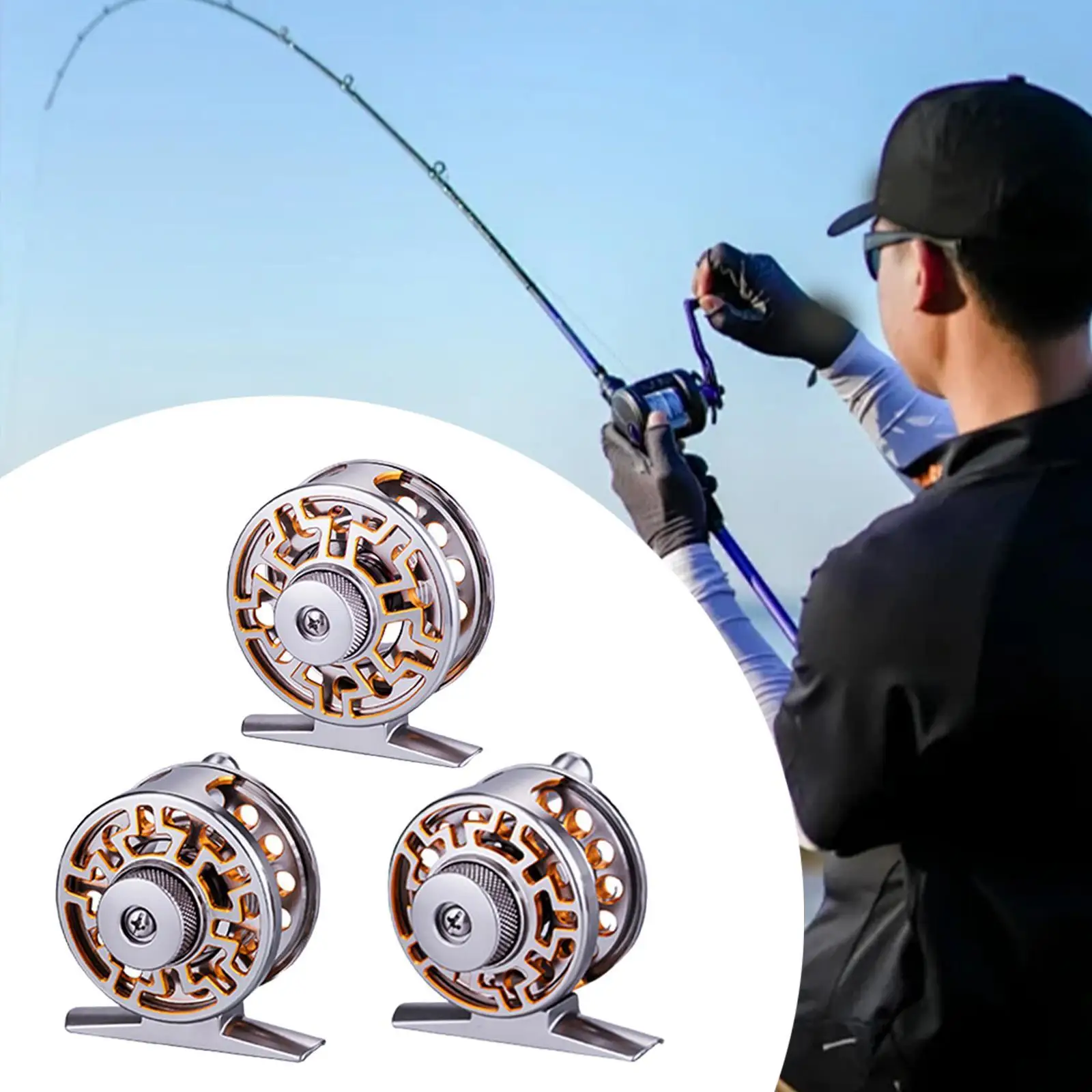 بديل بكرة الذبابة المحمولة المصنوعة من الألومنيوم لصيد الأسماك على الجليد مناسبة للطازجة أو