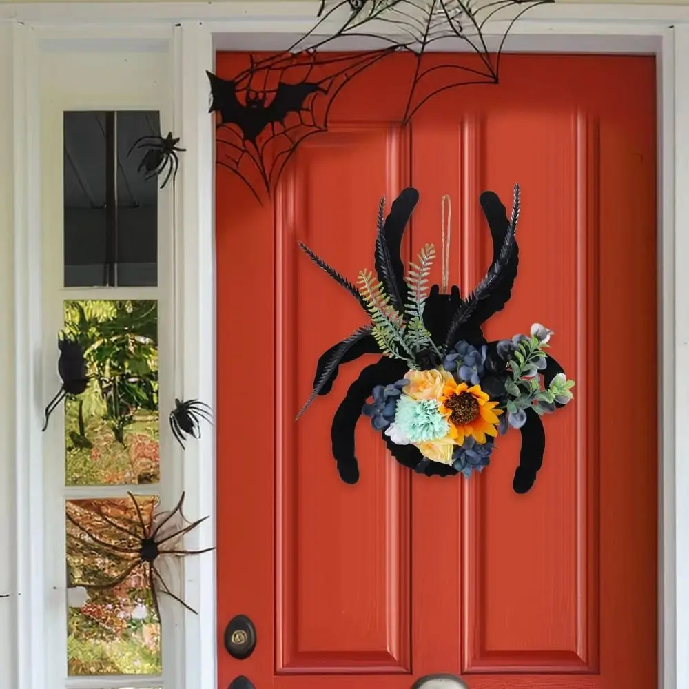 

Creative Spider Door Sign Wooden Artificial Spider Hanging Pendant Flexible Halloween Door Decorations Door Hanging Decoration