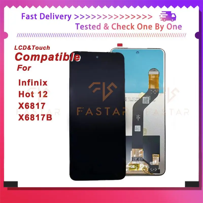 

6.82"Tested For Infinix Hot12 lcd X6817 X6817B LCD Display Touch Digitizer Assembly Replacement Phone Screen Infinix Hot 12 lcd