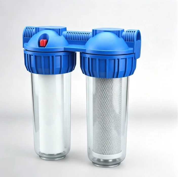 1 Set 10 Inch Two-Stage Filter Housing, Reusable Washable Filter Cartridge, Home Kitchen Faucet Pipeline Water Filter Purifier
