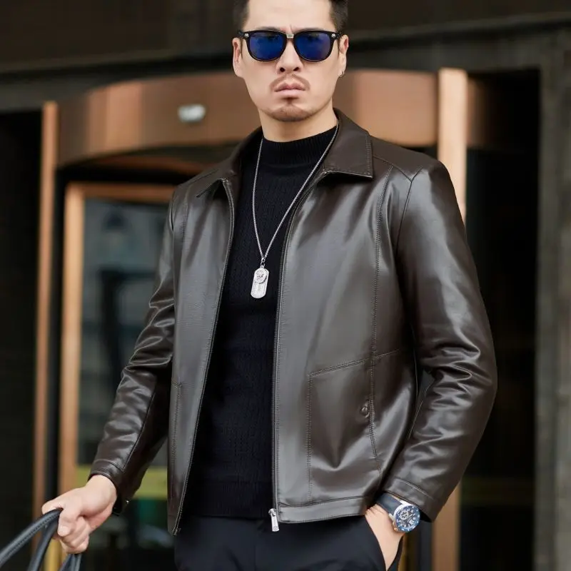 

2022 Top Grade Streetwear Casual Blazer Jackets Man Outerwear Men Leather Suit Jacket Men Slim Fit Coats Spring Autumn Wear W98