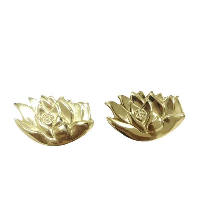 Brass Gold Lotus Handle Nordic Light Luxury Furniture Drawer Cabinet Door Wardrobe Vanity Single Hole Hardware Handle Knob