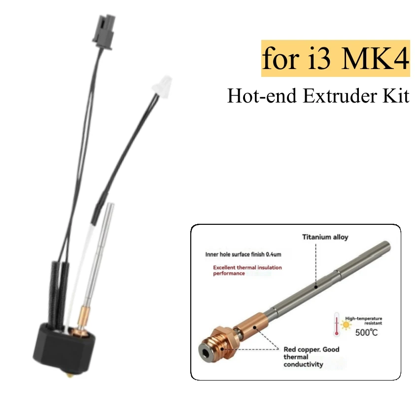 Hot-end Extruder Kit for i3 MK4 Nozzle Heater Block Tube Nozzle 3D Printing Accessories