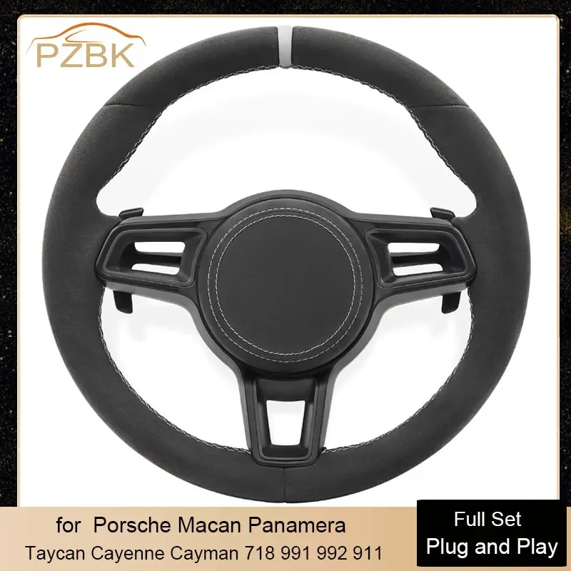 

All Alcantara Car Steering Wheel without Button for Porsche Macan Panamera Taycan Cayenne Cayman 718 991 992 911 OEM Any Color