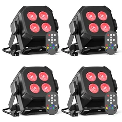 80W 4 Pcs LED Par Lights DJ Light Remote With DMX Controlled Sound Activated Auto Play for Stage Party Club Disco Wedding Events