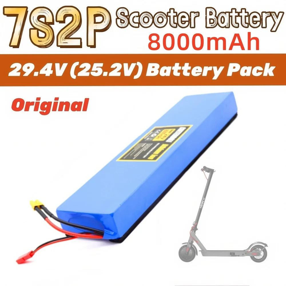 Original 8000mAh 18650 7S2P Li-ion Rechargeable Battery Pack 25.2V Suitable for Battery Replacement of 29.4V Electric Scooters