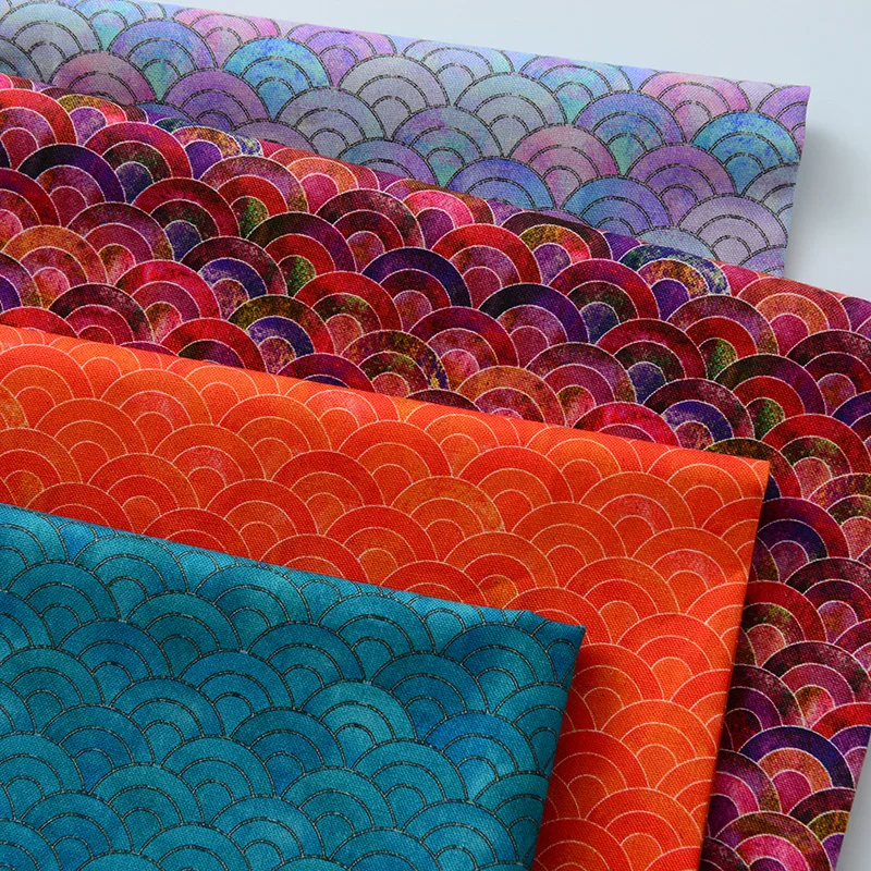 

140x50cm Fabric Pure Cotton DIY Clothing Handmade Ins Summer Fabric Imitation Hot Stamping Cotton Fabric Water Ripple Gradient