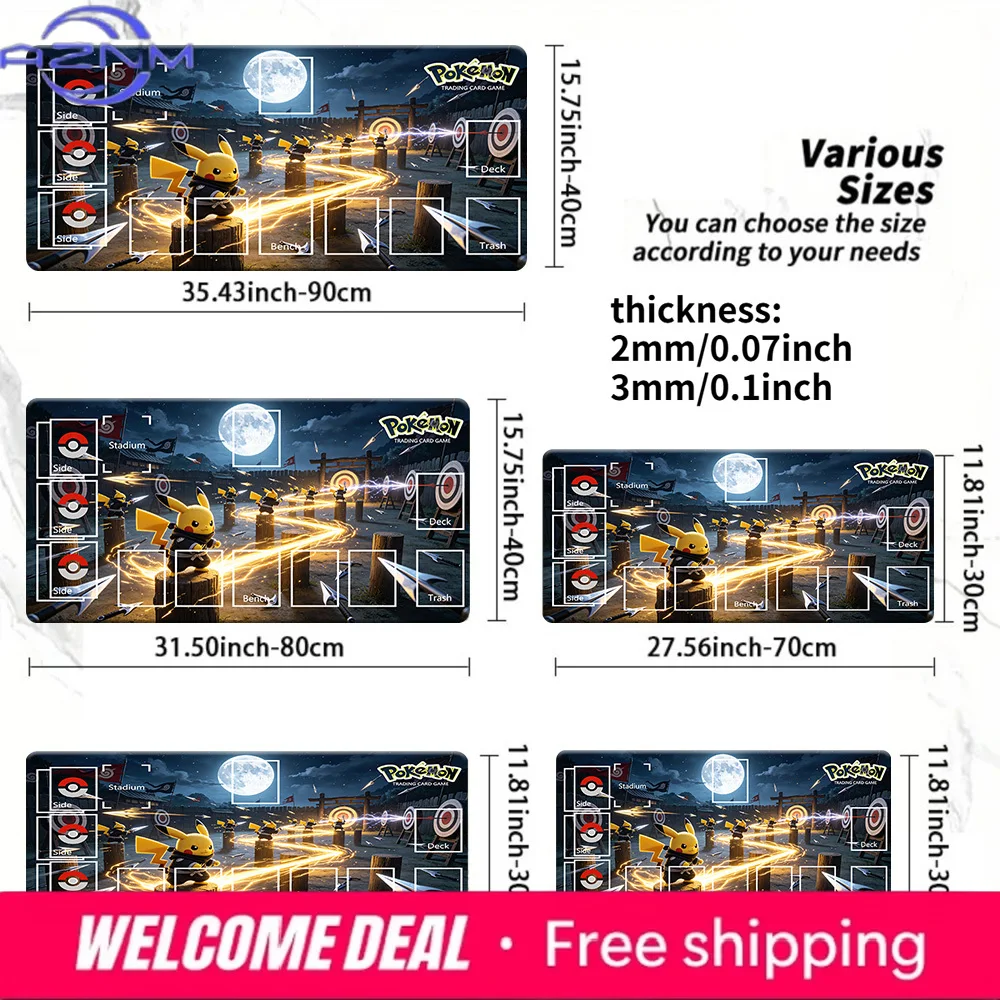 Ninja Assassin Pikachu Moon Night Pokemon TCG Playmat Large Extended Non-Slip Gaming Mouse Pad Desk Mat