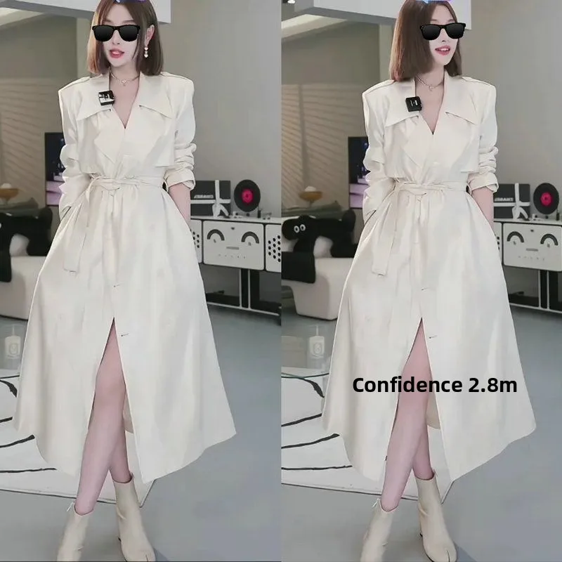 

Модное свободное длинное пальто выше колена, стильная верхняя одежда, весна-осень, новинка, высококачественная ветровка