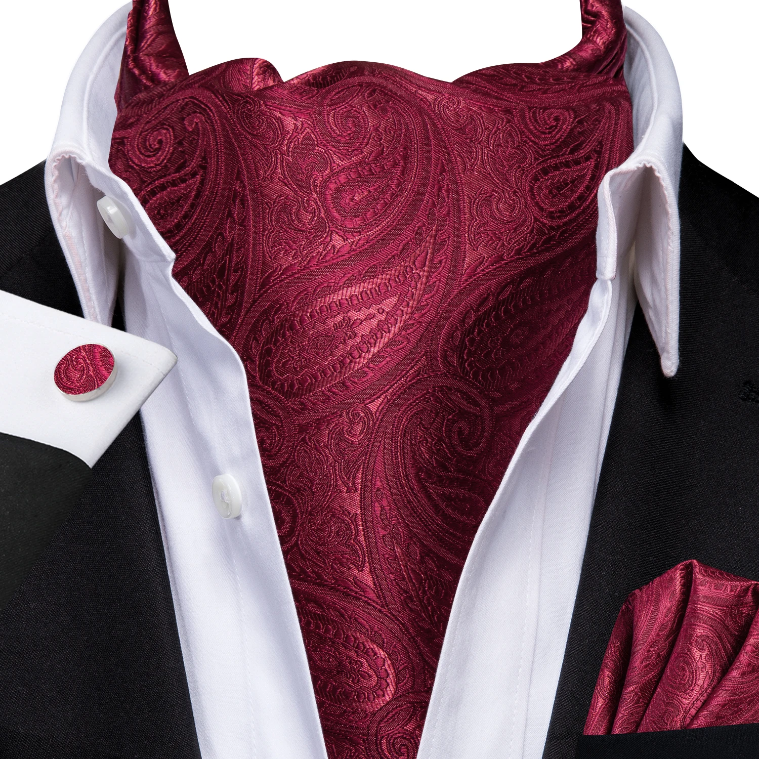 Barry.Wang модный мужской галстук Ascot с узором пейсли и цветочным принтом, золотой, оранжевый, красный галстук, скранч, британский комплект, официальная свадебная вечеринка