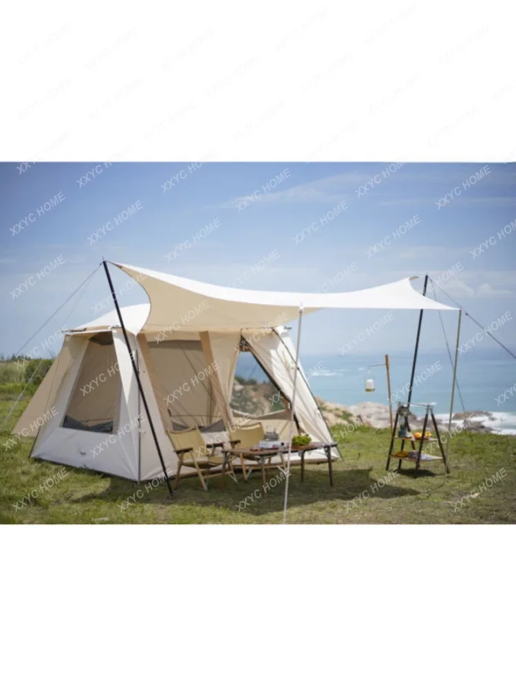 House Outdoor Exquisite Camping Vintage TC Cotton Luxury American Bow-Shaped Multi-Person Camping Tent