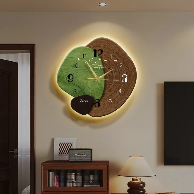 for Medieval Style LED Luminous Wall Clock High End Simple Living Room TV Background Creative Art Hanging Clock