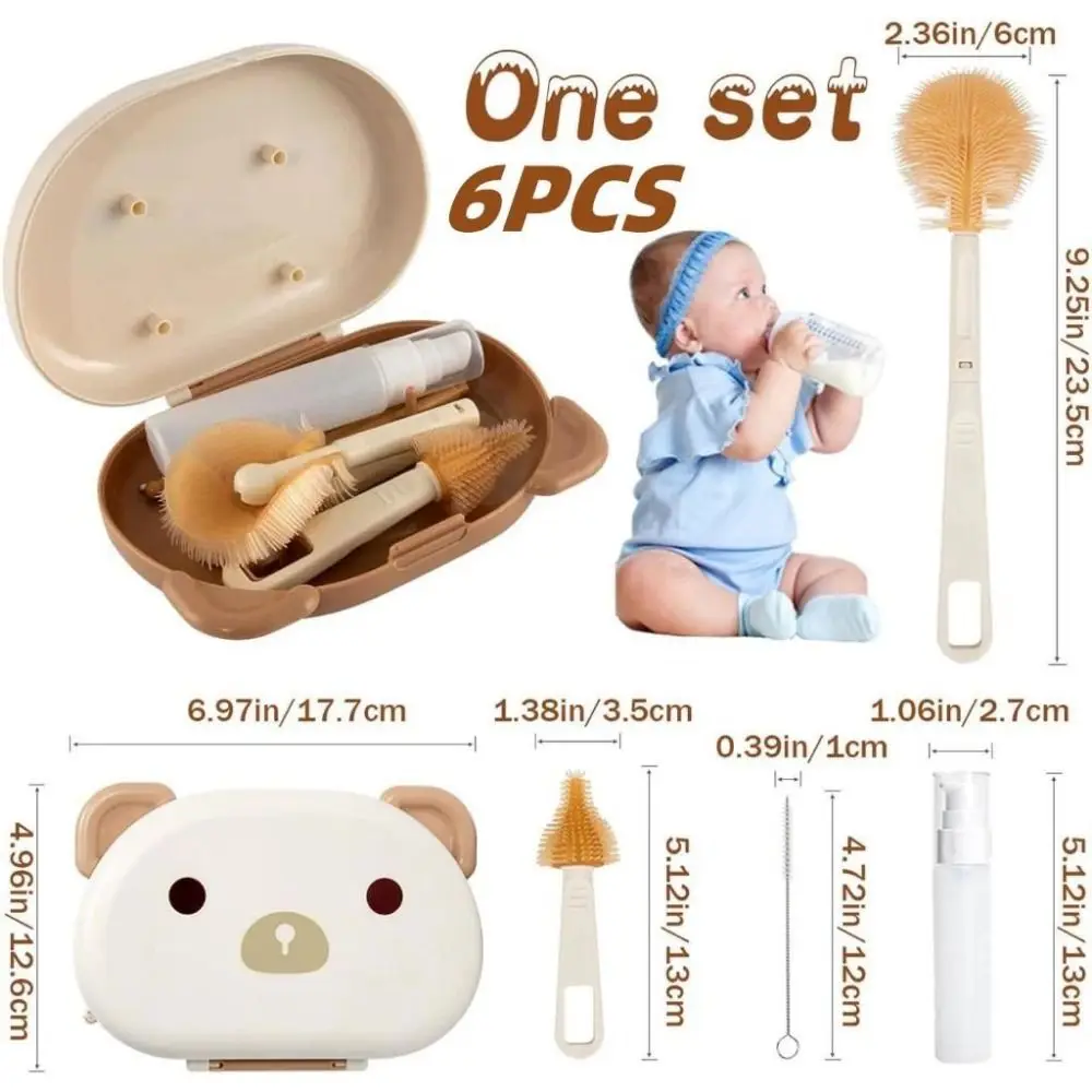 ポータブルボトルクリーニングブラシセット ナイロンスポンジ コンパクト乳首ストロークリーナーキット フレキシブルブラシ トラベルサイズ