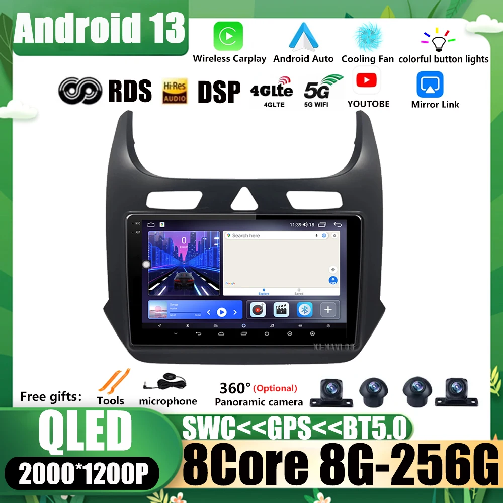 

For Chevrolet COBALT 2011 - 2018 9“ Car Radio WIFI Logger GPS Bluetooth Multimedia Android 13 Dual Cameras DVR Carplay 4G IPS