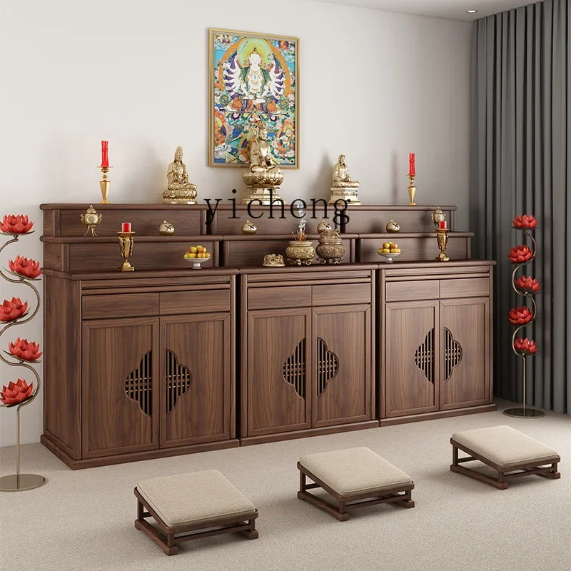 simple table incense  household solid wood altar cabinet three-layer Buddha table ladder table