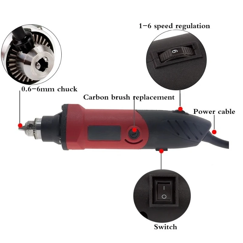 500W carving machine electric drill 110V/220V 35000 rpm 6-speed variable speed electric grinder polishing rotary tool