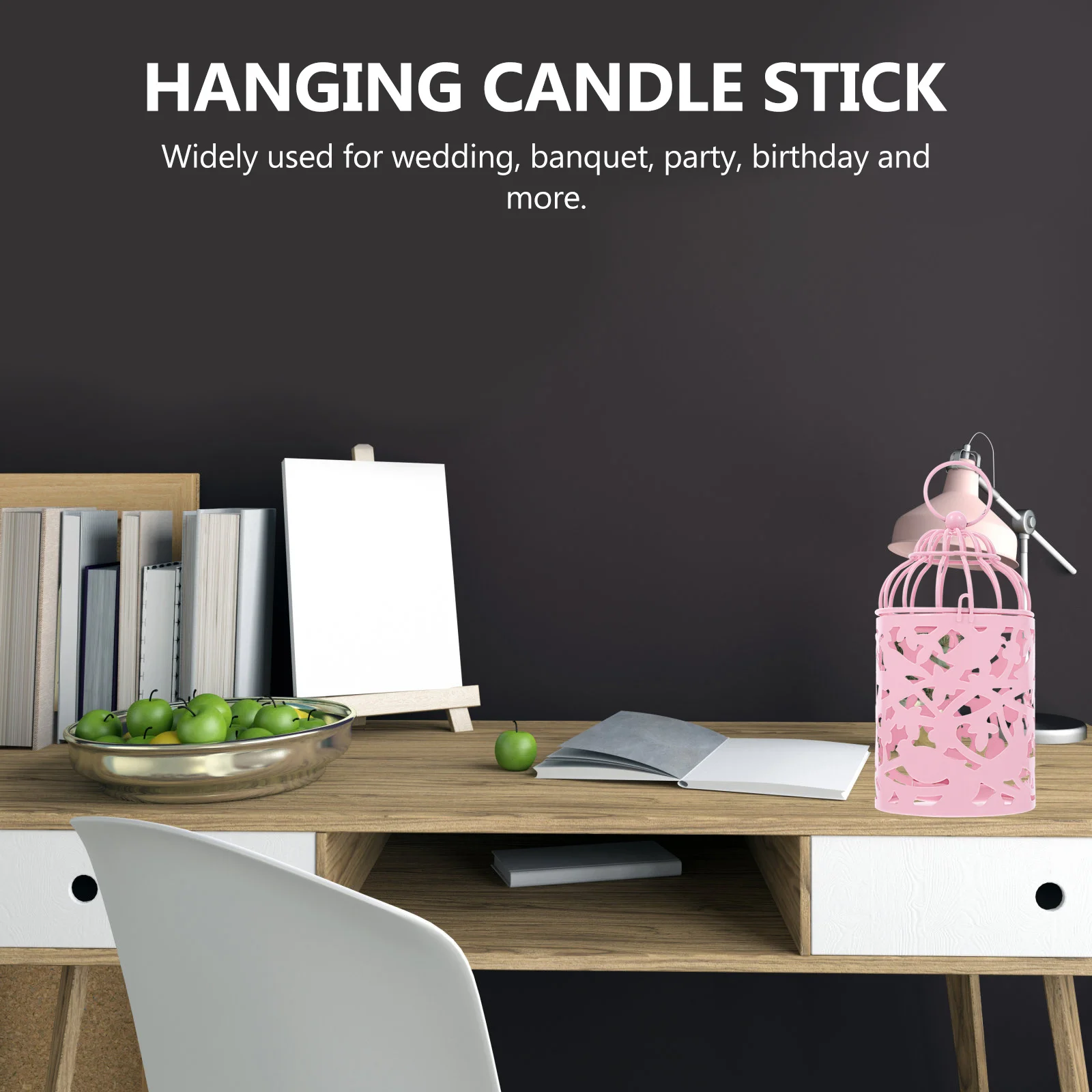 

1Pcs Pink Bird Cage Candlestick Iron Art Hollow Out Design for Home Office Wedding Banquet Decoration Iron Art Stick