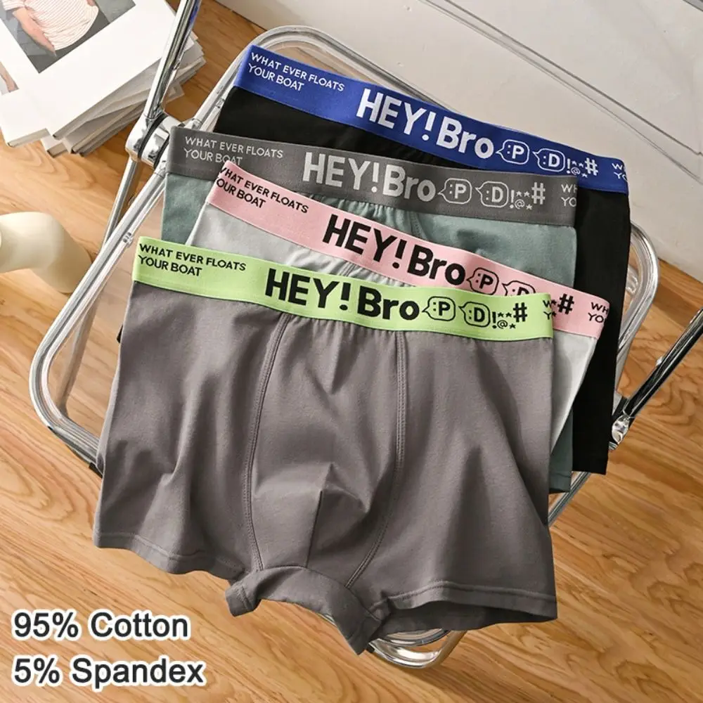 

4PCS Letter Printed Men's Cotton Panties Mid Waist Thin Seamless Underwear for Men Underpants Briefs Male Shorts Boxer Summer