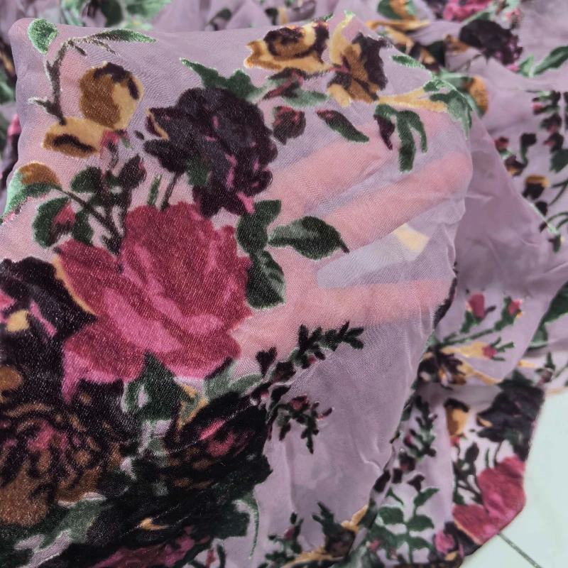 luxury-silk-velvet-burnout-fabric-floral-sheer-jacquard-chiffon-material-for-women's-dresses-scarves-114cm-width-soft-breathable